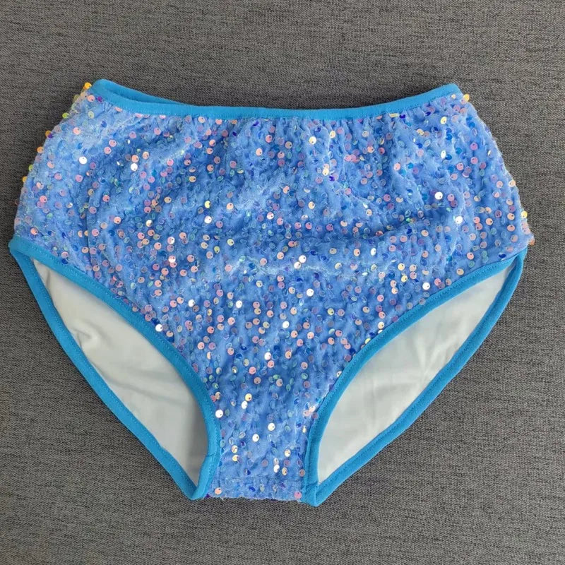 High-Waist Sequined Disco Briefs & Stage Performance Hot Pants