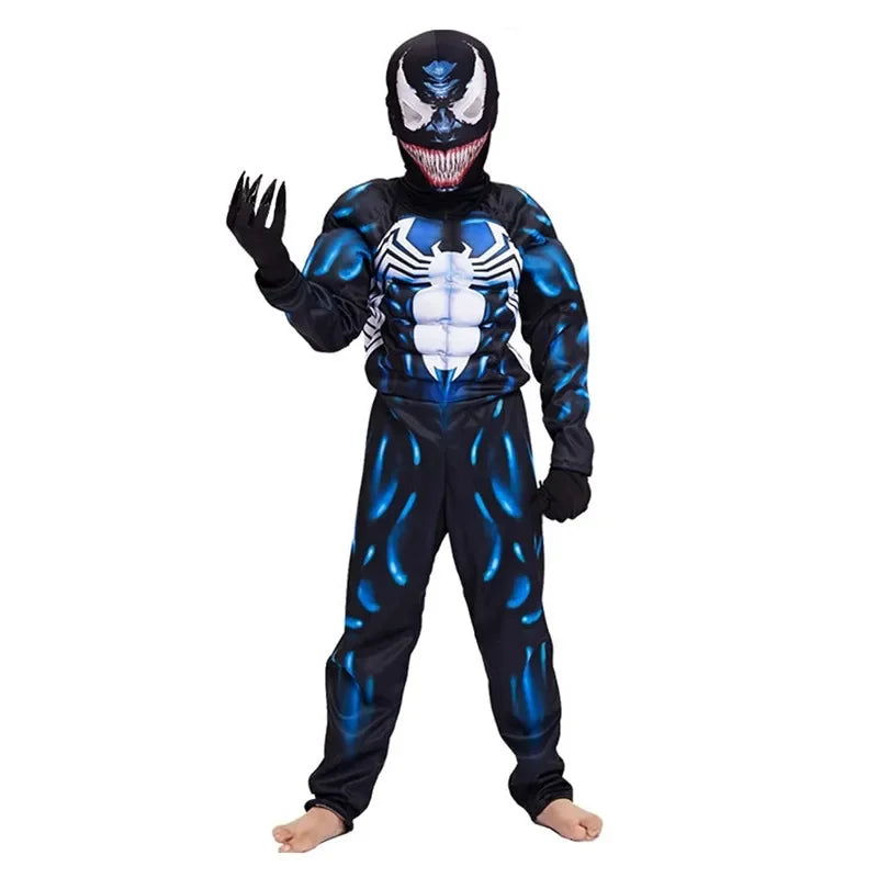 Kids Black Spider Costume Superhero Jumpsuit – 3D Spandex Bodysuit