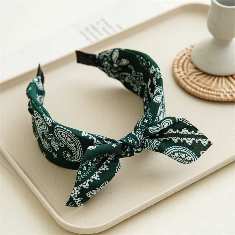 Paisley Bandana Rabbit Ear Headband for Women