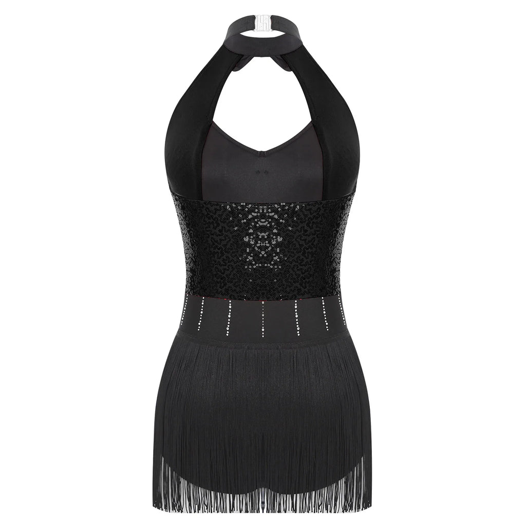 The Stardust Tuxedo Tassel Bodysuit – Luxury Sequins & Rhinestone Showgirl Leotard