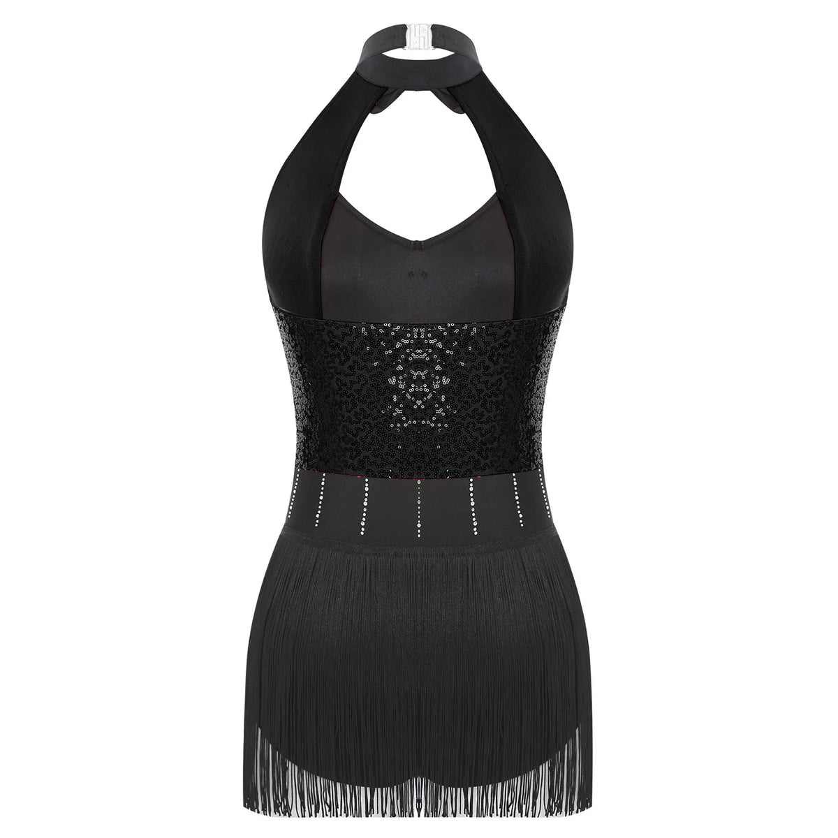 The Stardust Tuxedo Tassel Bodysuit – Luxury Sequins & Rhinestone Showgirl Leotard