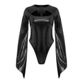 Metallic Flared Sleeve Cutout Disco Bodysuit & Metallic Rave Leotard