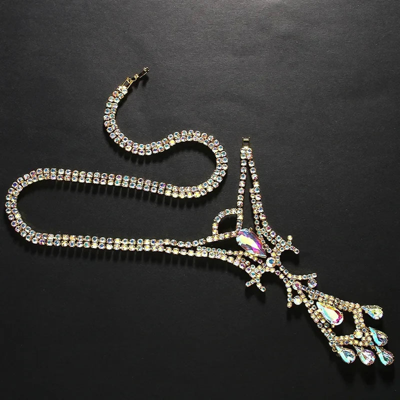 Dazzling Crystal Belly Dance Necklace & Statement Stage Performance Jewelry