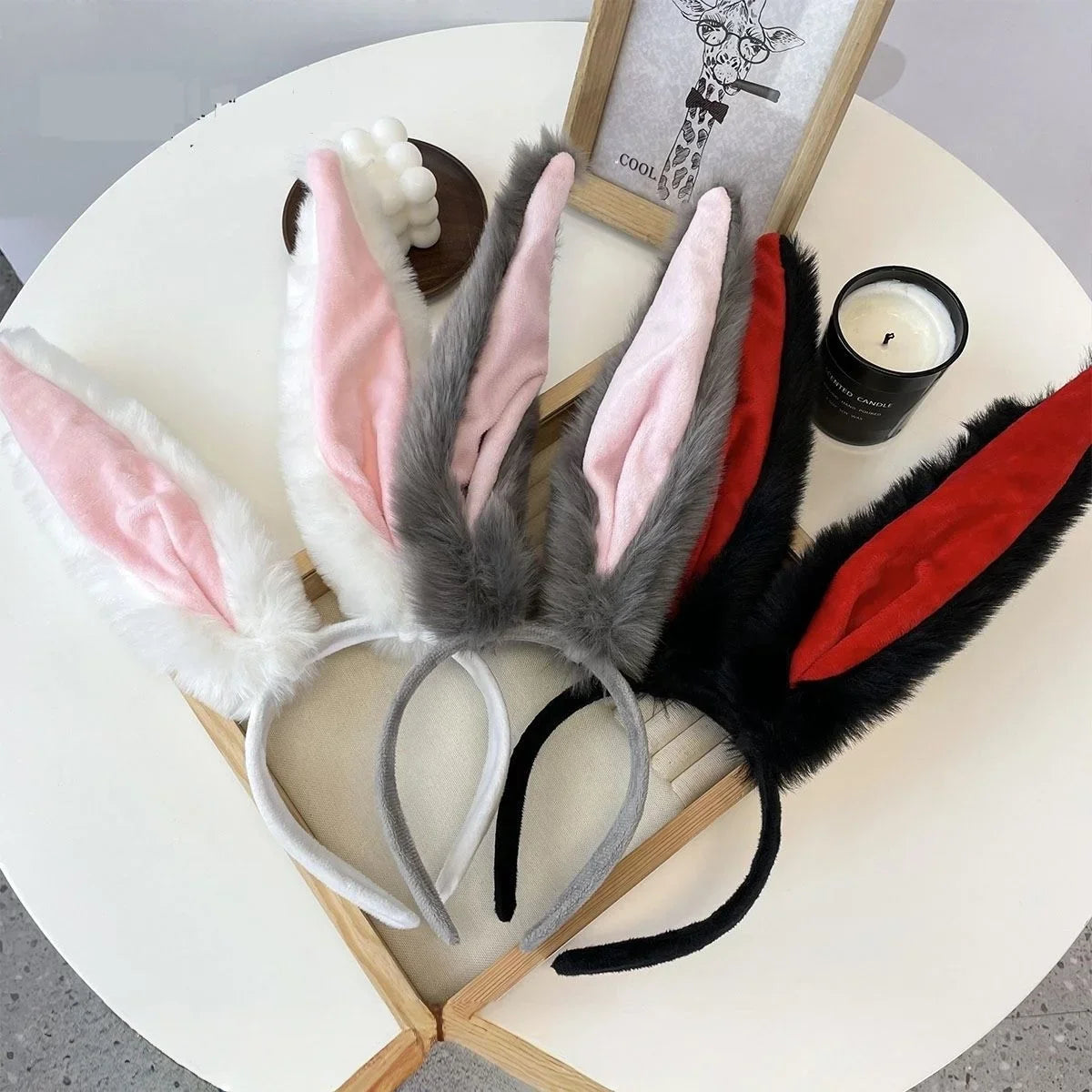 Plush Bunny Ears Cosplay Headband for Women & Girls