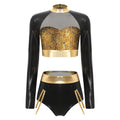 Fishnet Mesh & Metallic 2-Piece Bodysuit & Shorts Rave Costume Set
