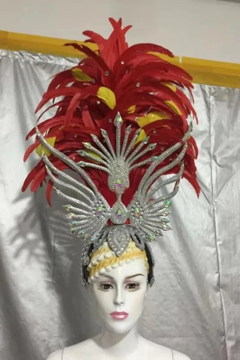 FASHIONABLE AND EXQUISITE HEADDRESS FEATHERS SAMBA DANCE CARNIVAL HALLOWEEN PARTY LATIN DANCE BAR PERFORMANCE HAT MASQUERADE