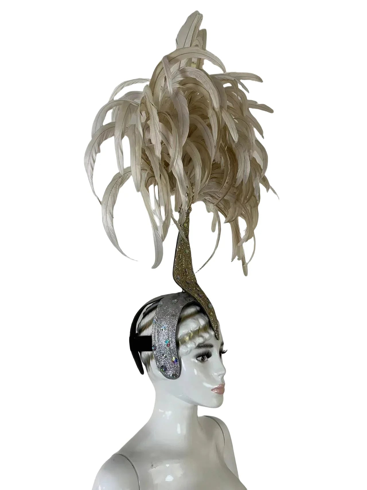 The Stardust Dionysia – Off-White Feather Carnival & Masque Ball Headdress