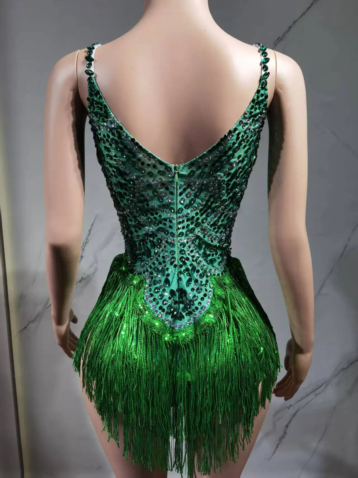 The Stardust Festival Fringe Bodysuit – Luxury Rhinestone Tassel Showgirl Costume