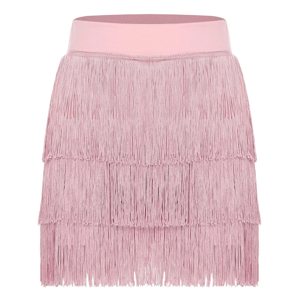 The Stardust Havana Fringe Skirt – High-Waist Tiered Tassel Performance Skirt