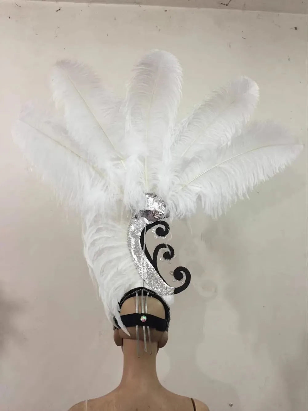 The Stardust Royal Plume – Feathered Carnival & Cabaret Stage Headdress