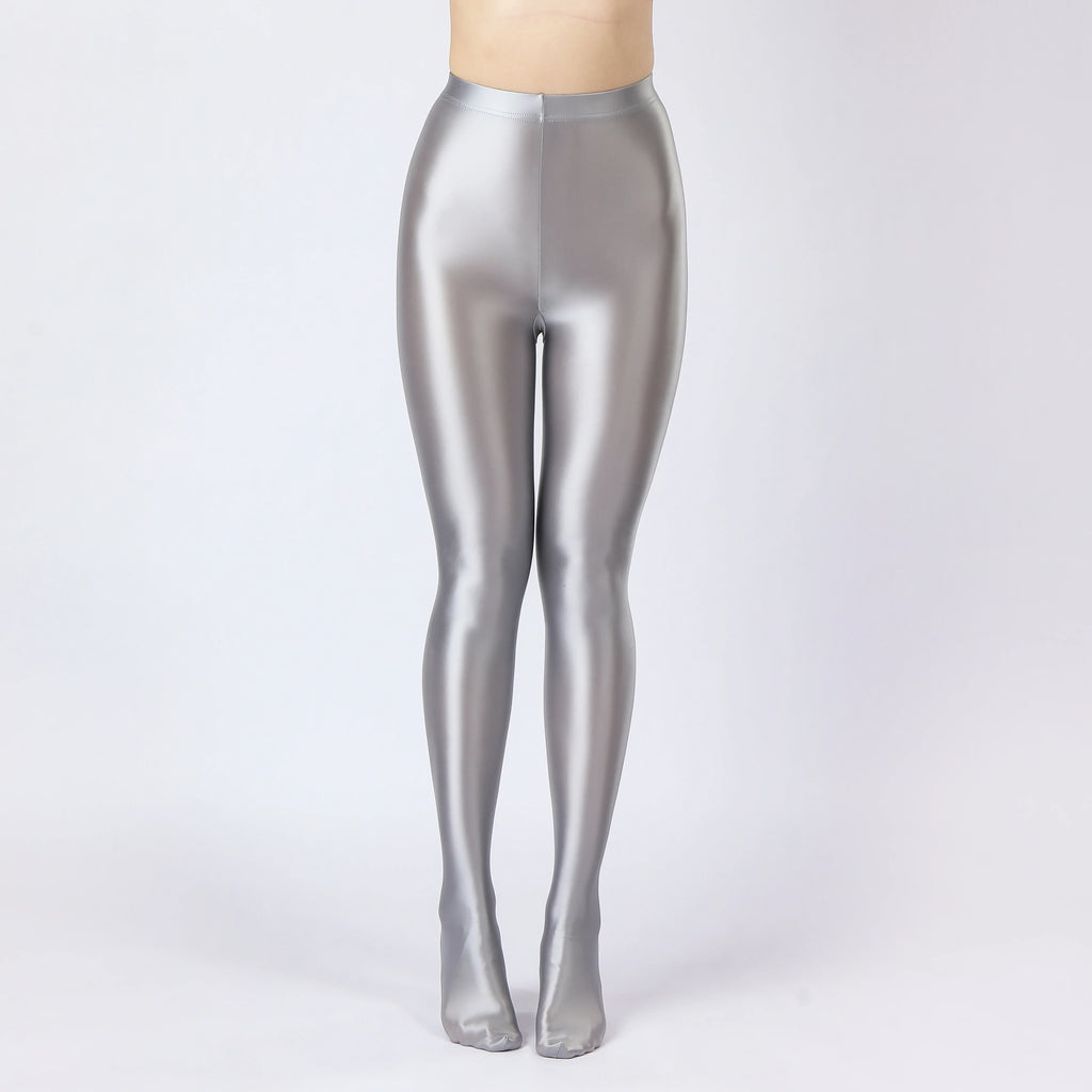 Oil Glossy High-Stretch Satin Pencil Pants & Leopard Print Leggings