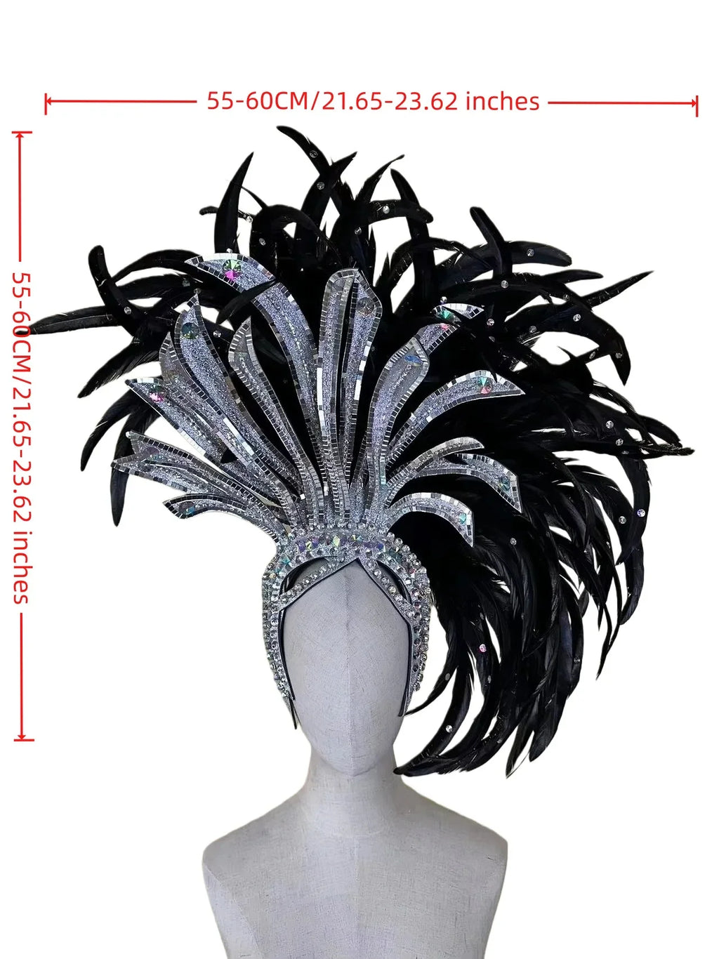 The Stardust Shadow Monarch – Premium Black Feathered Samba & Carnival Crown