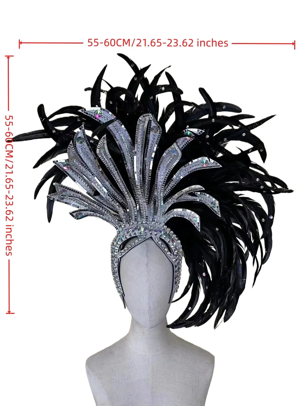 The Stardust Shadow Monarch – Premium Black Feathered Samba & Carnival Crown