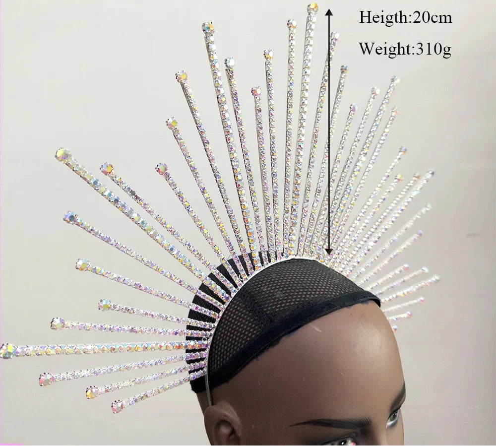 Rhinestone Sunburst Headpiece & Earring Set