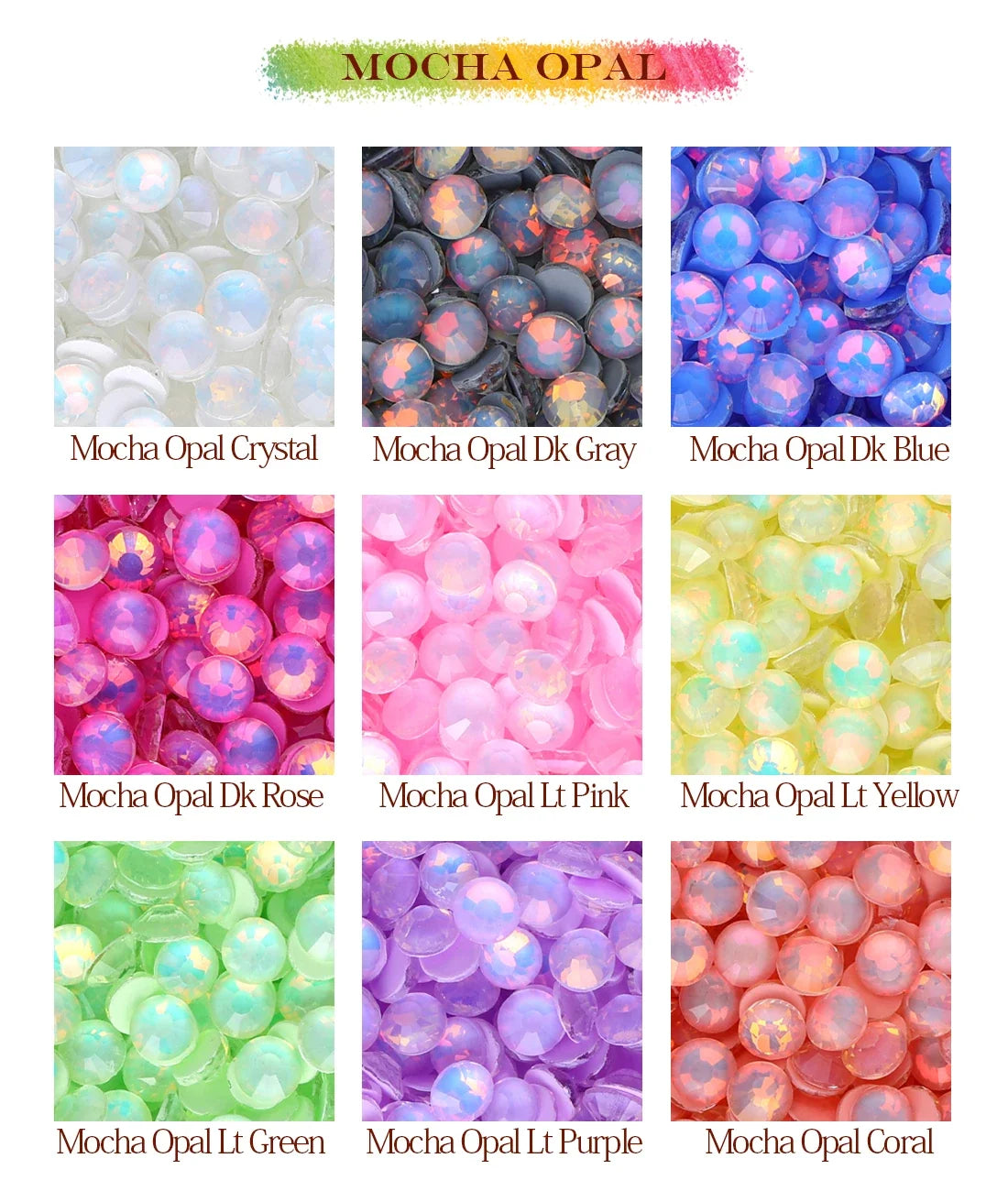 SS6-SS30 Mocha Opal Coral Reef Flatback Glass Non-Hotfix Rhinestones