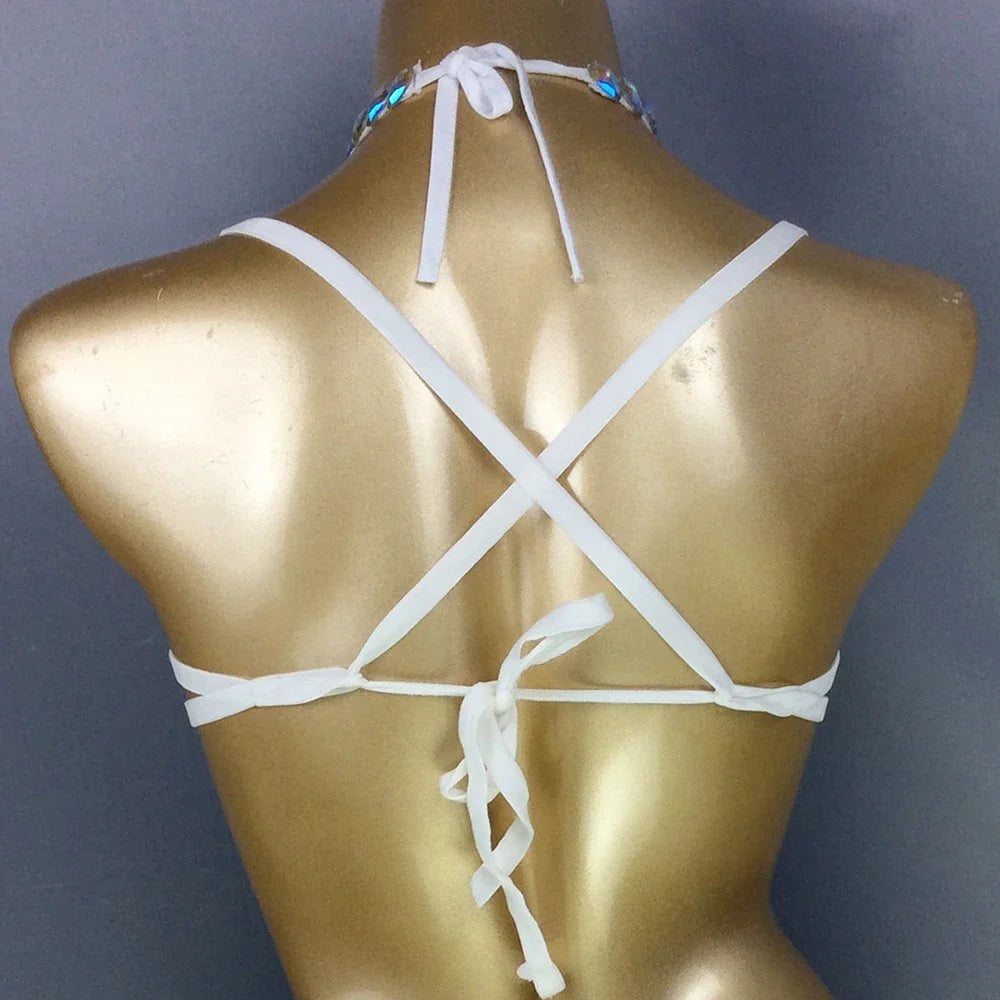Sparkly Crystal Wire Bra Halter Top Samba Carnival Costume