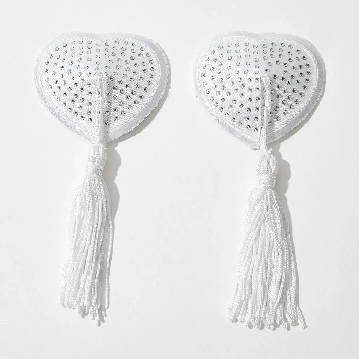 Sparkling Rhinestone Heart Pasties with Swinging Tassels Set