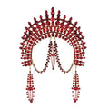 Exaggerated Rhinestone Tassel Crown Headpiece