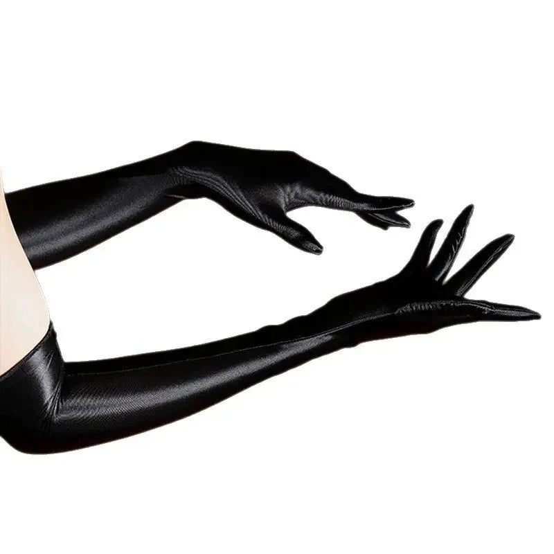 80D Satin Shiny High-Elasticity Opera Length Gloves Stage Performance Gloves