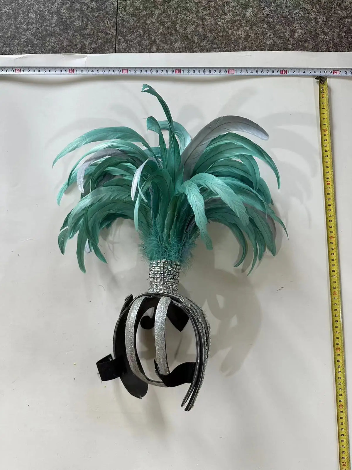 The Stardust Dionysia – Mint Green Feather Carnival & Masque Ball Headdress
