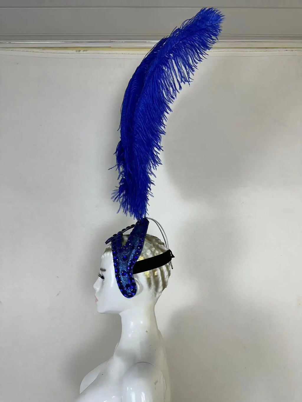 The Stardust Azure Sovereign – Royal Blue Feather Samba Carnival Headdress