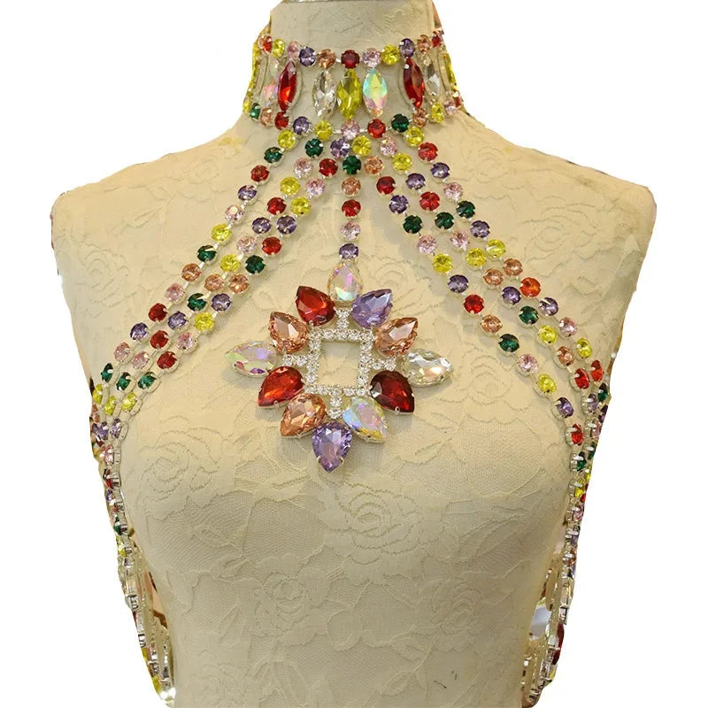 Glass Rhinestone Crystal Choker Body Jewelry