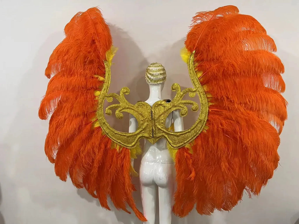 The Stardust Phoenix Wings – Deluxe Feathered Samba Backpiece & Stage Wings