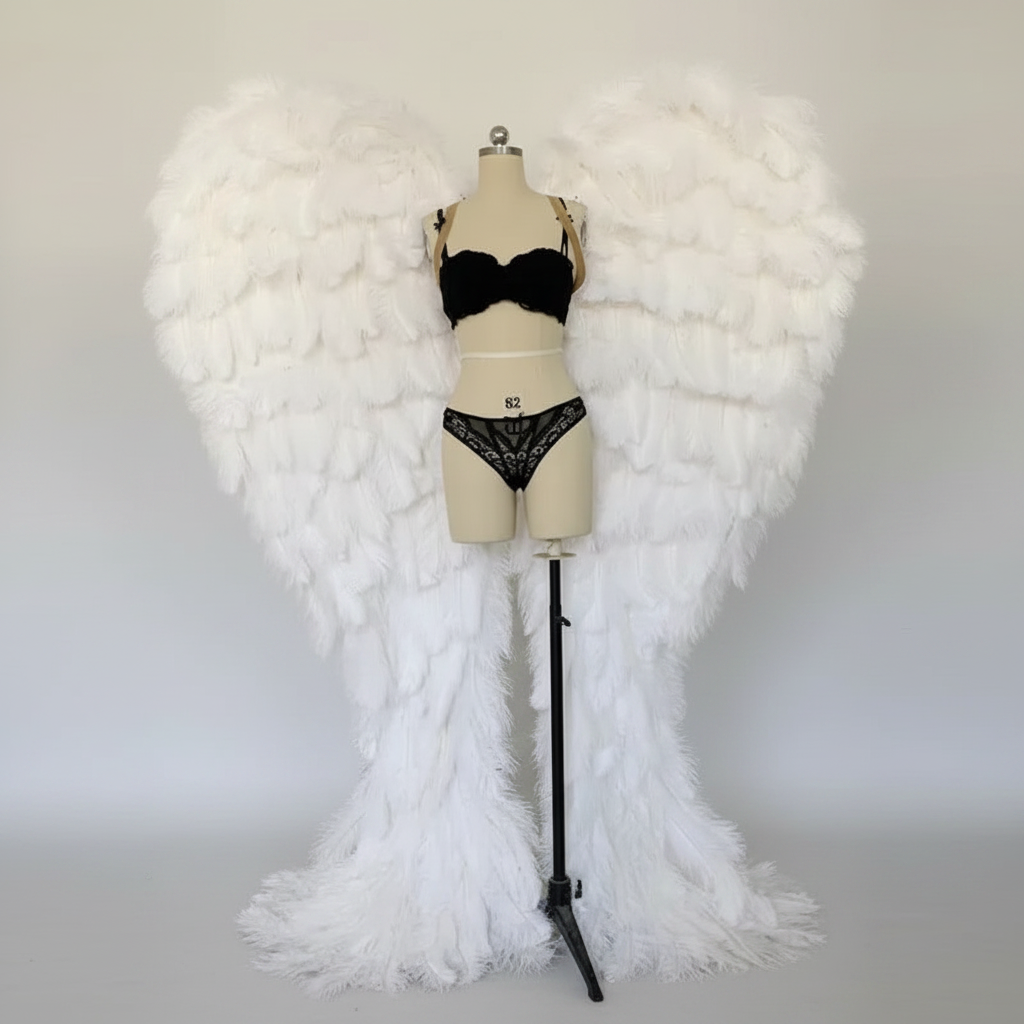 The Stardust Empress Royale – Deluxe Ostrich Feather Angel Wings Stage Performance Prop