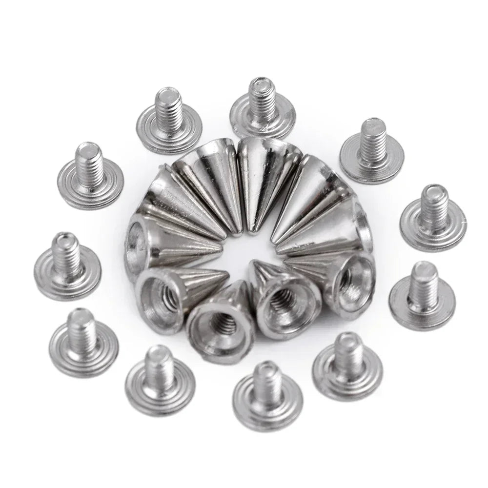 Metal Cone Studs & Spikes Screwback Rivets for Leathercraft, Clothes & DIY Hardware