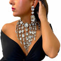 Square Rhinestone Crystal Tassel Fringe Jewelry Set
