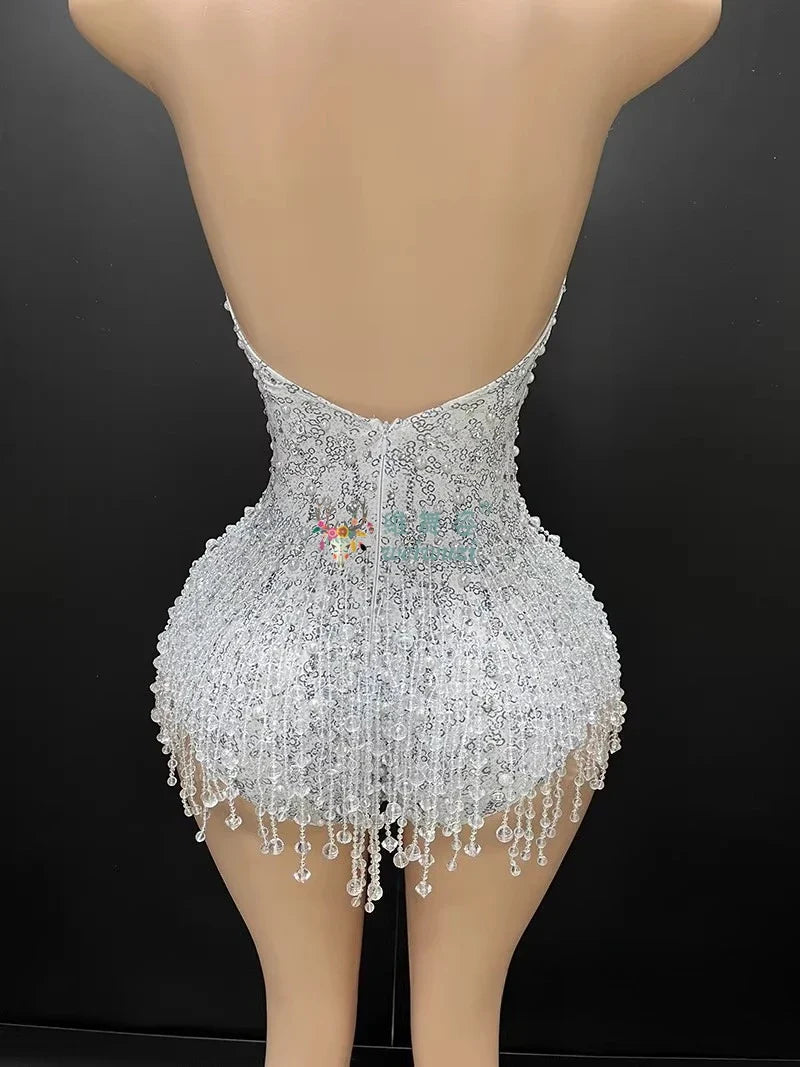 The Stardust Gradient Siren Dress – Luxury Rhinestone Tassel Latin Dance Costume