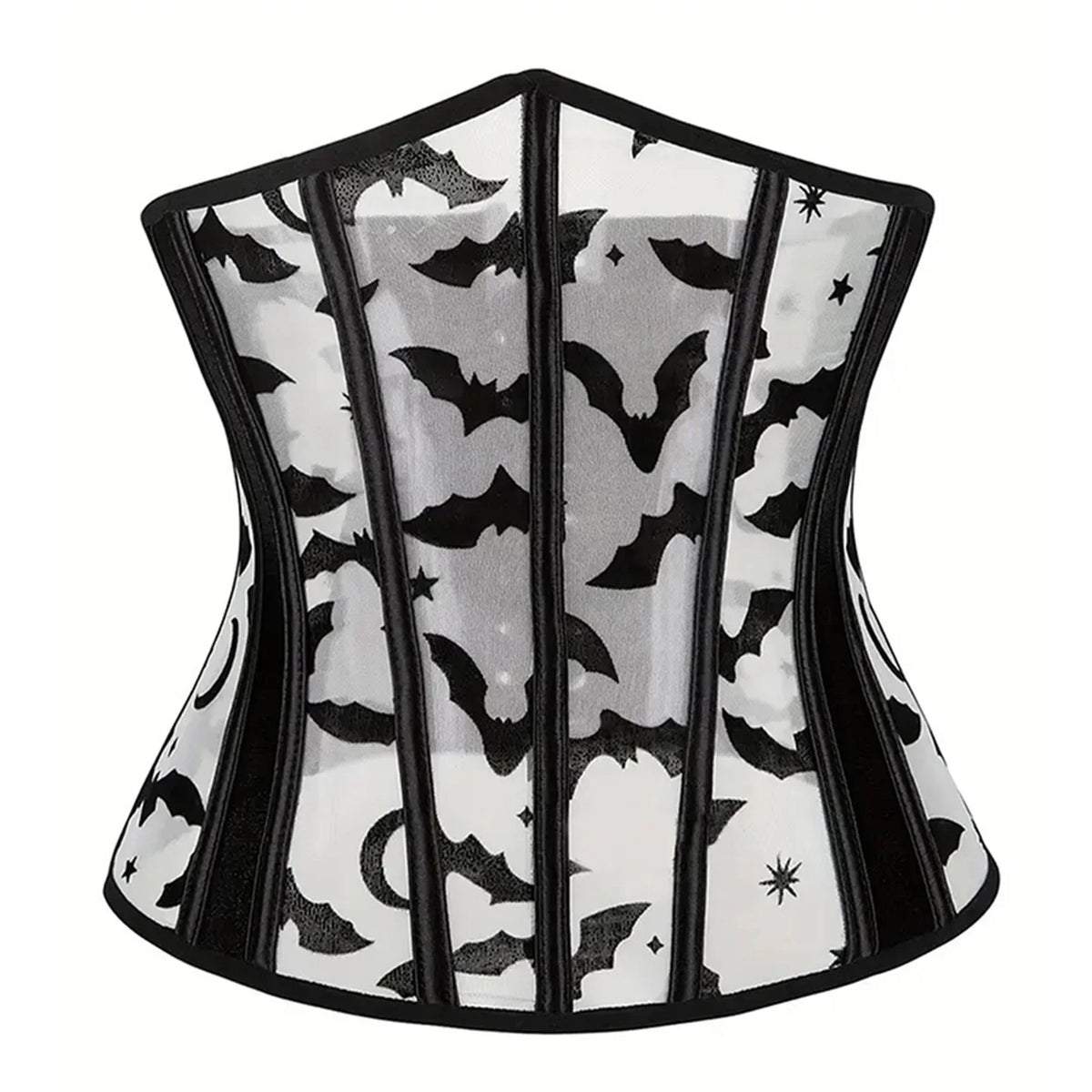 Women Underbust Corset Tops Halloween Bat Print Bustier Shapewear Tie up Cincher Waistband for Dress Streetwear