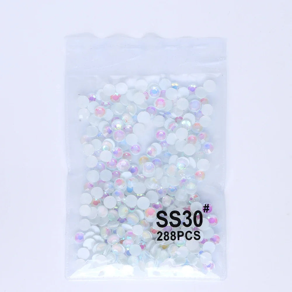 SS6-SS30 Mocha Shimmer White Glass Flatback Non-hotfix Rhinestones
