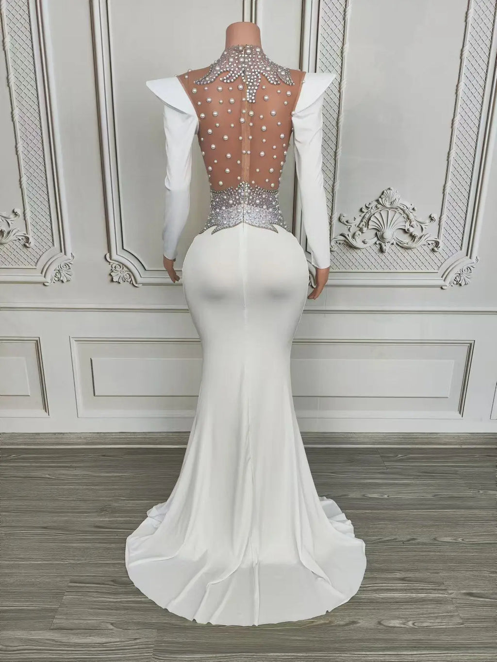Rhinestone Floral Embroidered Mermaid Gala Gown & Trailing Evening Dress