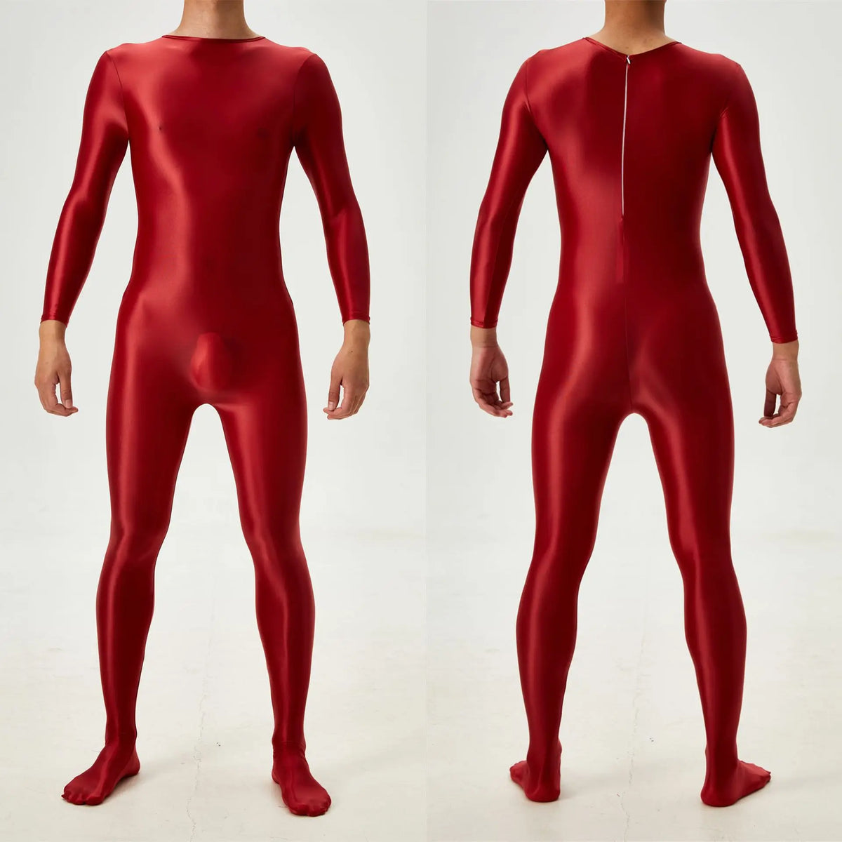 Candy Color Oil Glossy Full-Body Shaping Bodysuit Satin Smooth Leotard