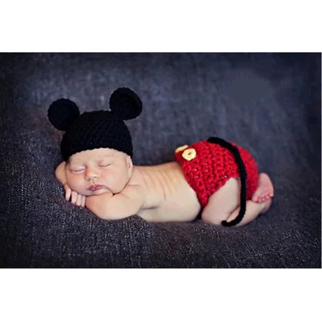 Animal Style Newborn Baby Crochet Halloween Costume - Handmade Cartoon Mouse, Sleepy Owl & Frog Photography Props & Baby Gift