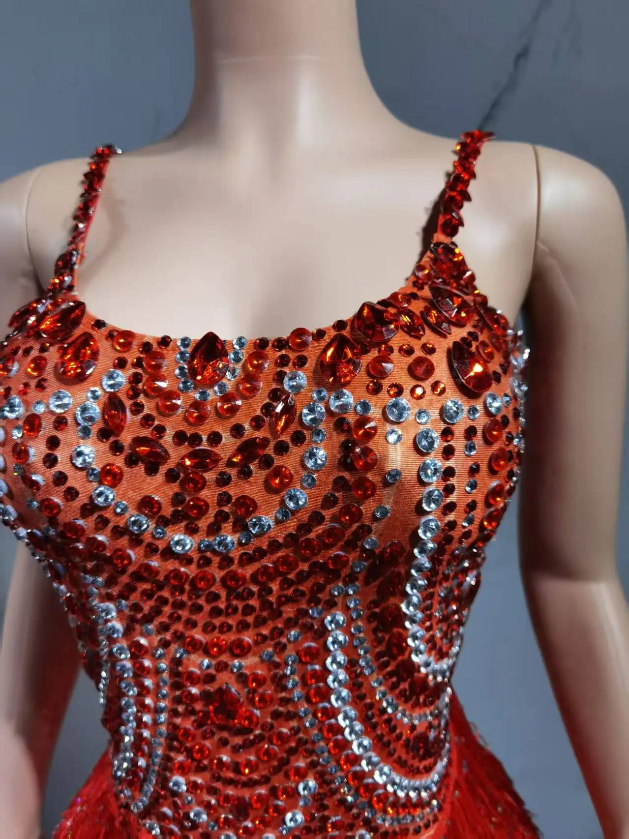 The Stardust Festival Fringe Bodysuit – Luxury Rhinestone Tassel Showgirl Costume