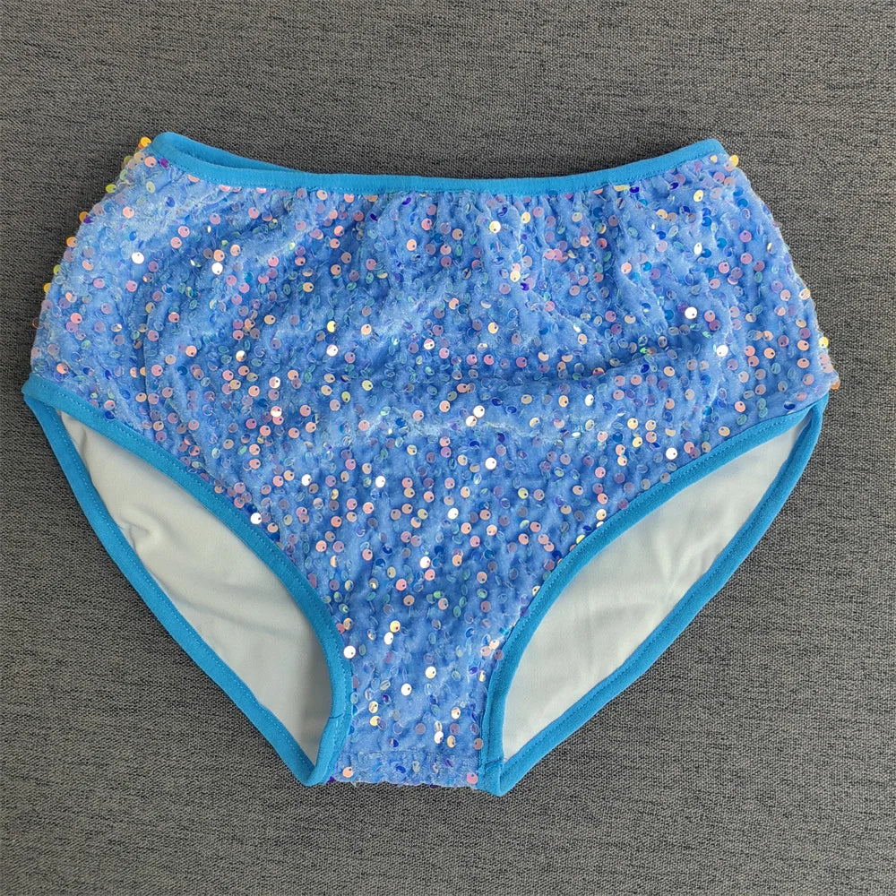 High-Waist Sequined Disco Briefs & Stage Performance Hot Pants
