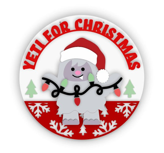 Unfinished Wood Yeti for Christmas Door Sign Kit | Wood Craft Cutouts | 1/4" Thick |