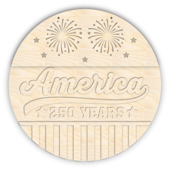 Unfinished Wood America 250 Years Door Sign Kit | Wood Craft Cutouts | 1/4" Thick |