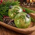 Set of 2 Gold and Green Leaf Ornaments