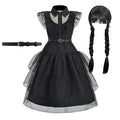 Black Witch Halloween Princess Dress Kids Cosplay Gown