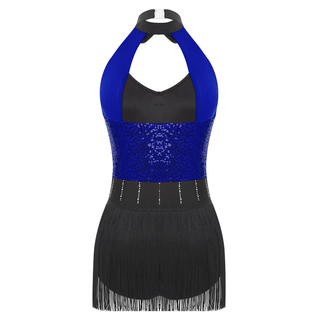 The Stardust Tuxedo Tassel Bodysuit – Luxury Sequins & Rhinestone Showgirl Leotard
