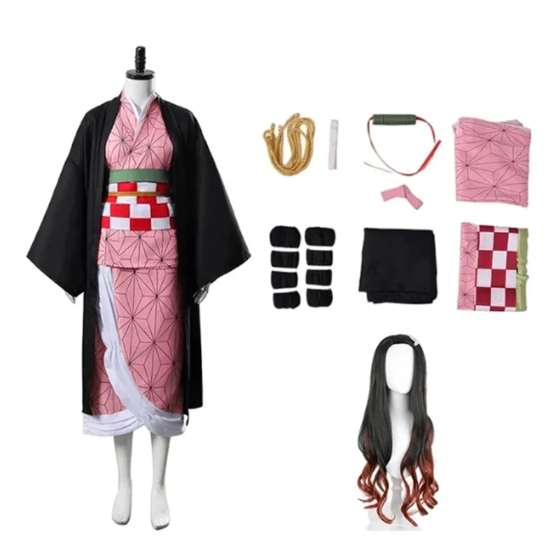 Nezuko Kamado Anime Cosplay Costume – Demon Slayer Kids Outfit