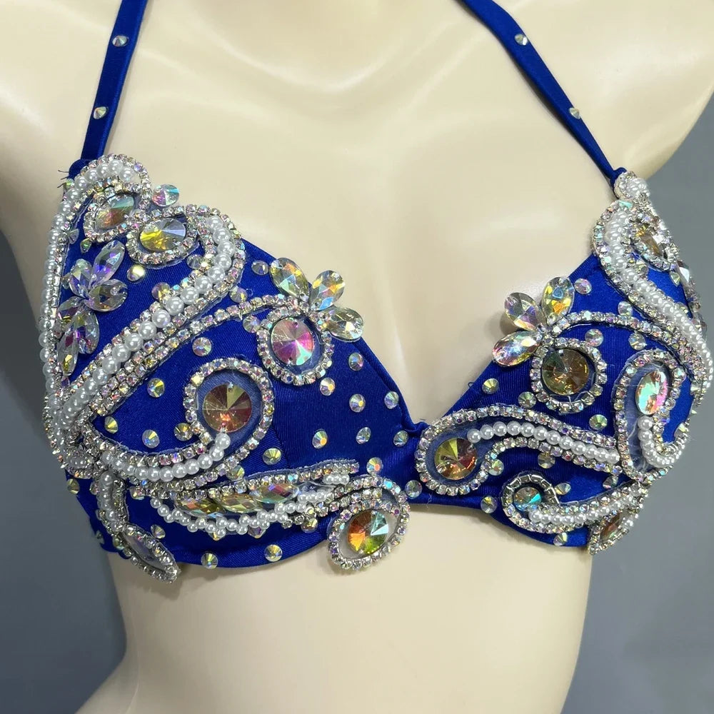 The Stardust Oasis Sirena – Deluxe Crystal & Beaded Belly Dance Bra & Belt 2-Piece Costume Set