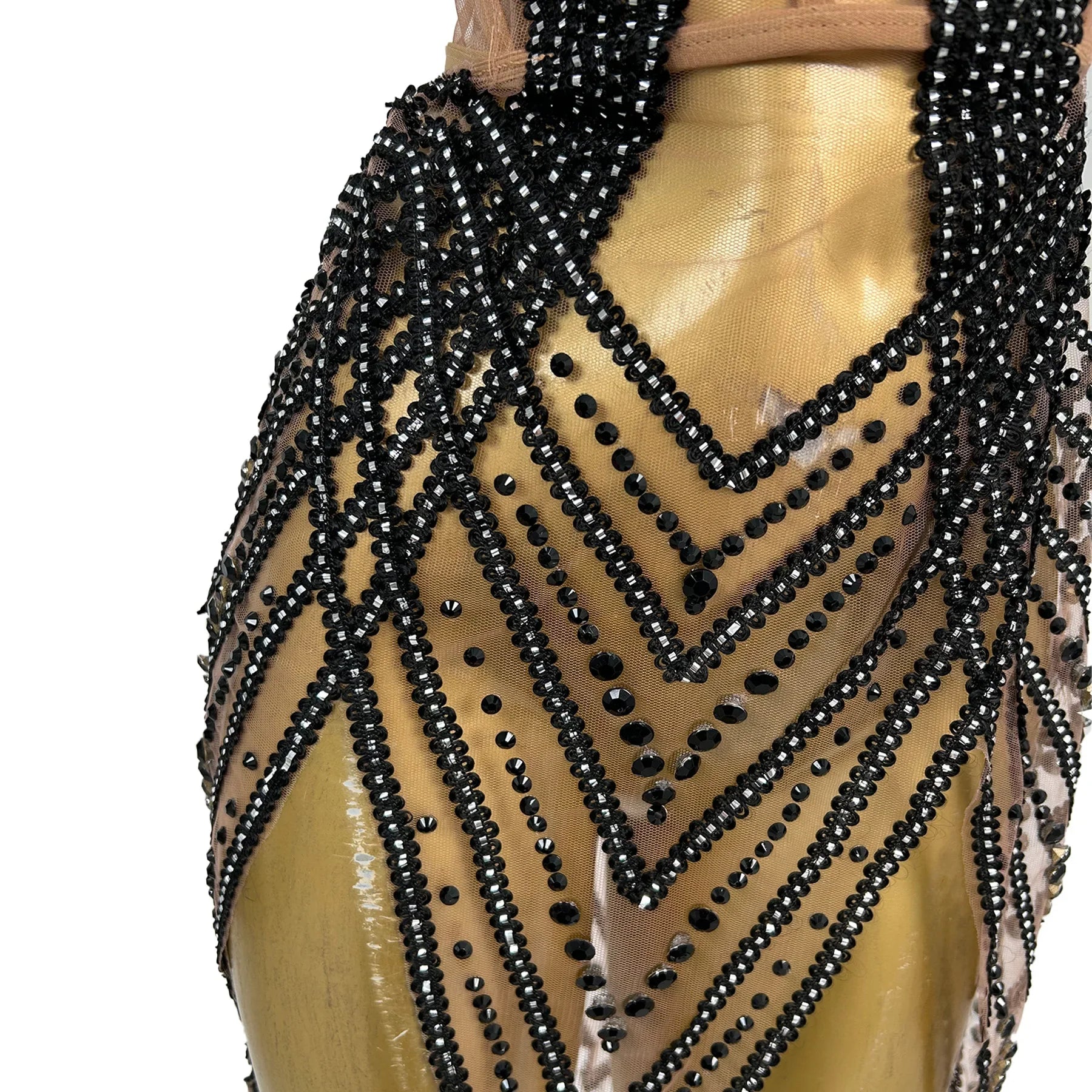Crystal Embellished Flying Sleeve Bodycon Mini Dress & Gogo Dancer Costume