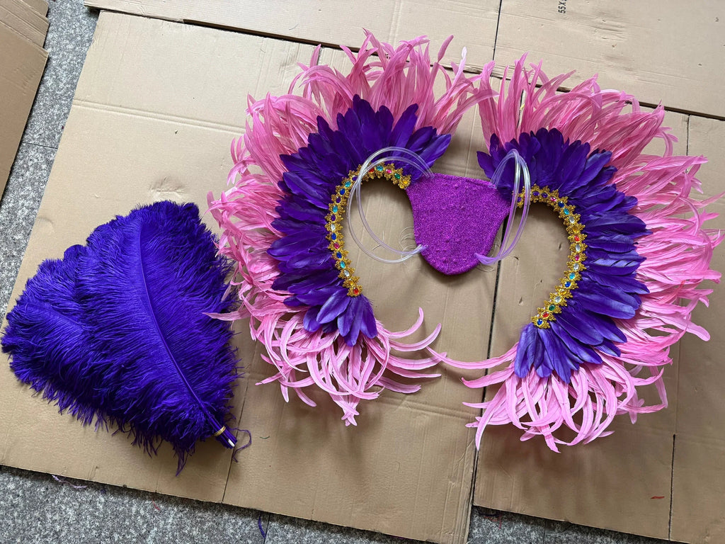 Two-Tone Feather Wing Backpiece Stage Costume Accessory