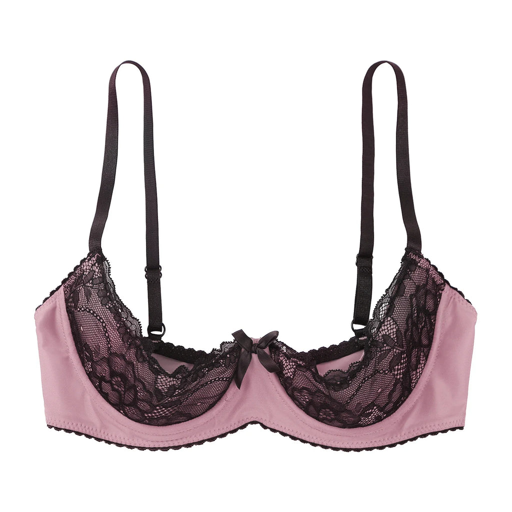 Lace Underwire Half-Cup Balconette Bra