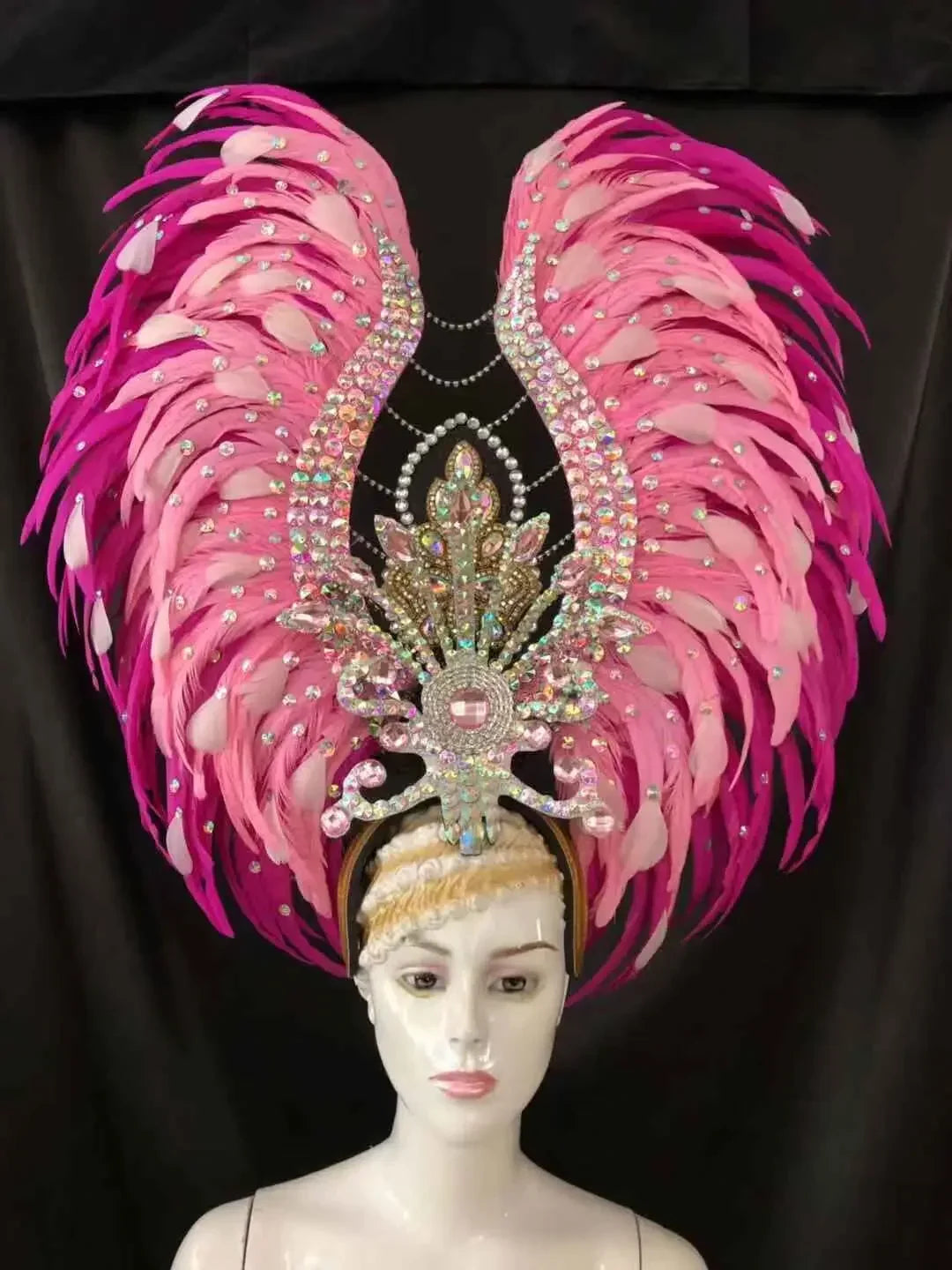 Feather headdress samba costume carnival halloween party bar performance hat makeup dance wings parade