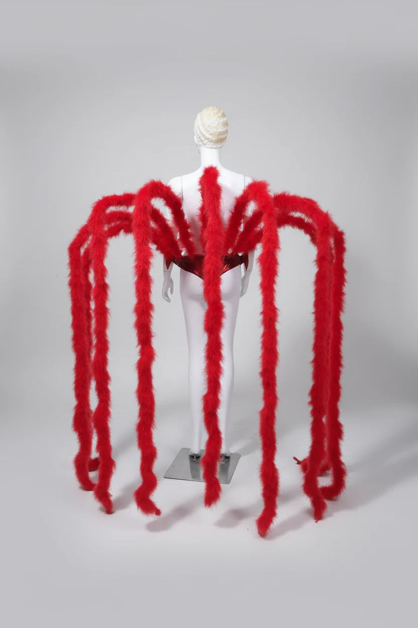 Long Feather Waterfall Backpiece Costume Accessory